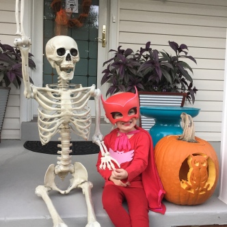 Camile with our skeleton friend