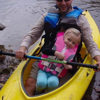 Camile and daddy kayaking